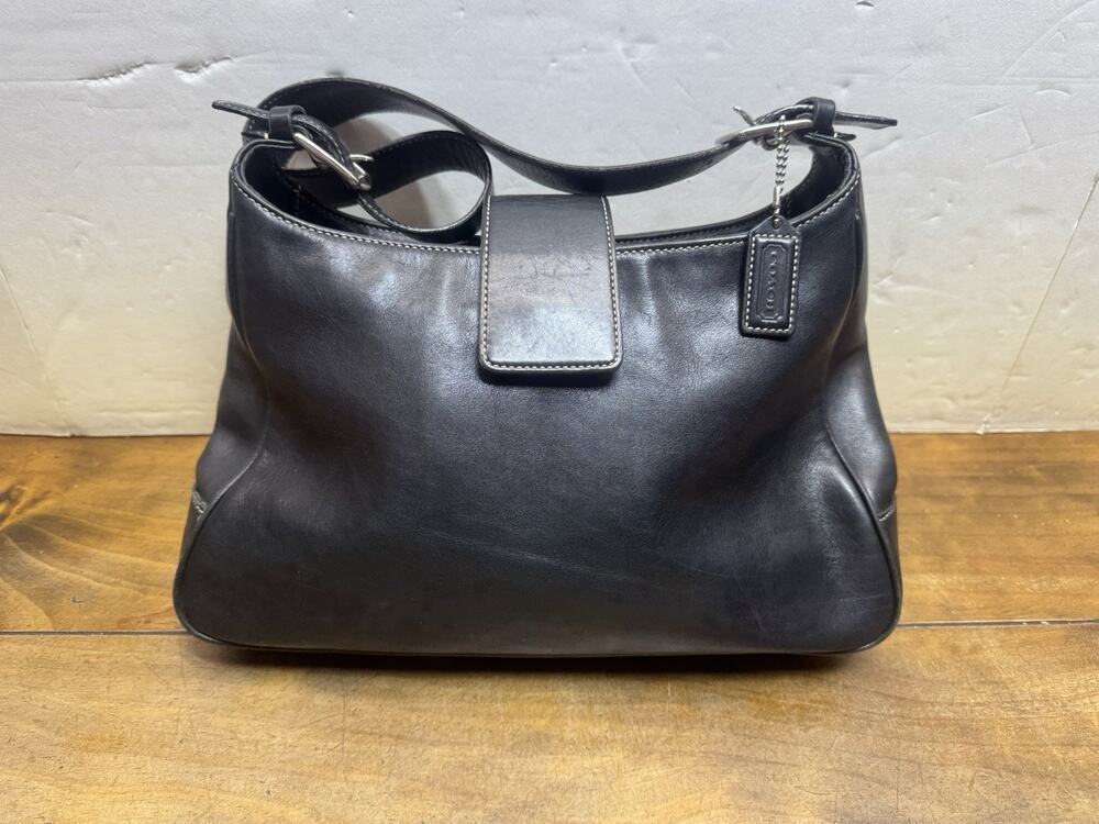 COACH Y2K Vintage Hamptons Hobo Shoulder Bag Luxury Designer Black Leather 7783